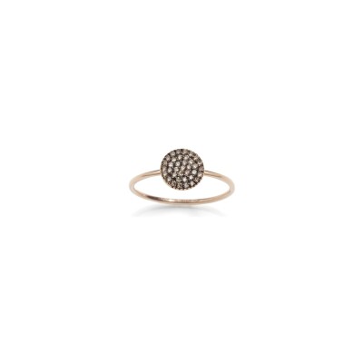 Bague Burato Paillettes en or rose et diamants bruns